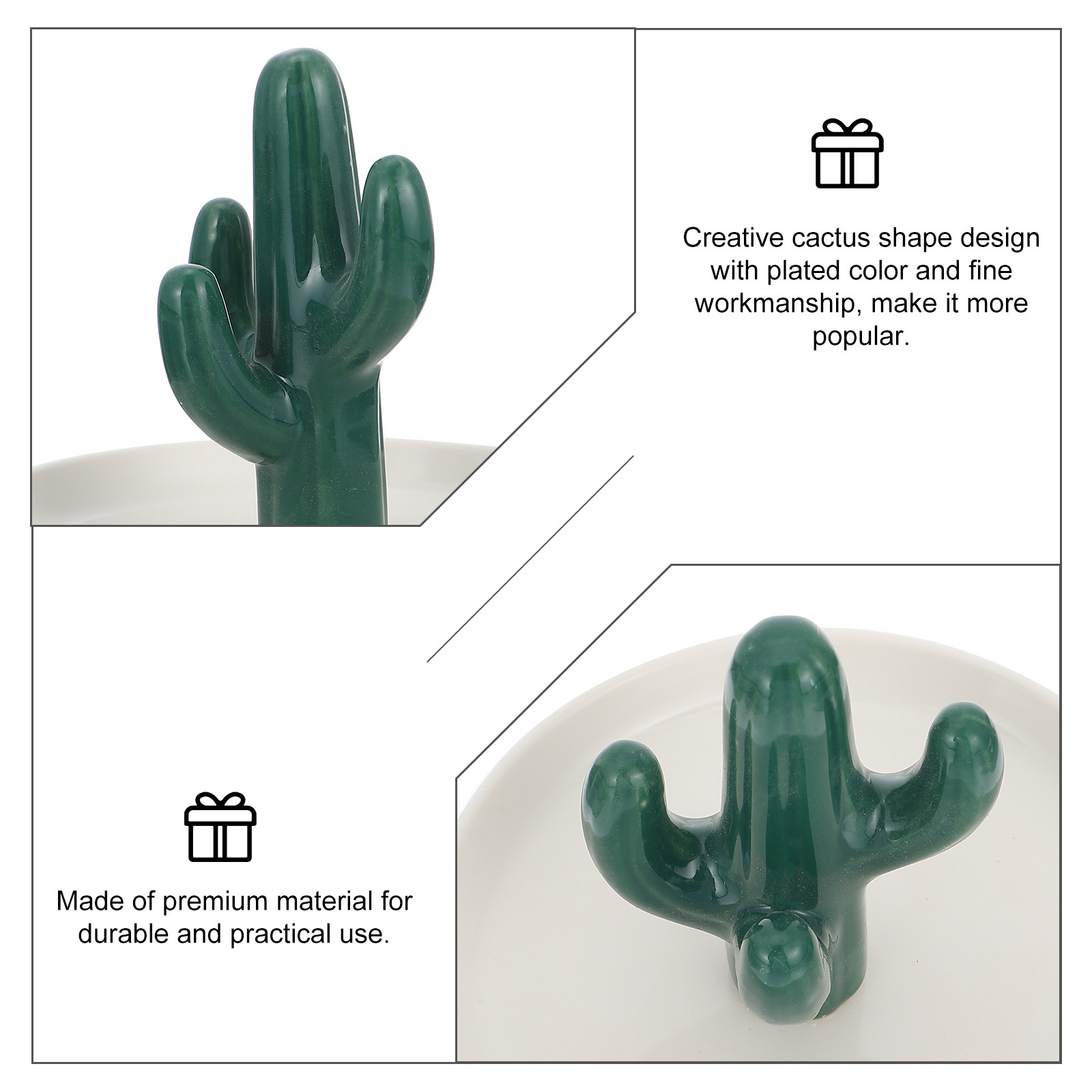 Home Bathroom Organizer - 高級感のあるセラミック製のサボテン型ジュエリープレート。リング、イヤリング、ブレスレットなどを整理するのに最適。クリエイティブなデザインで、お部屋やバスルーム、寝室の装飾に。結婚祝いのプレゼントにも。