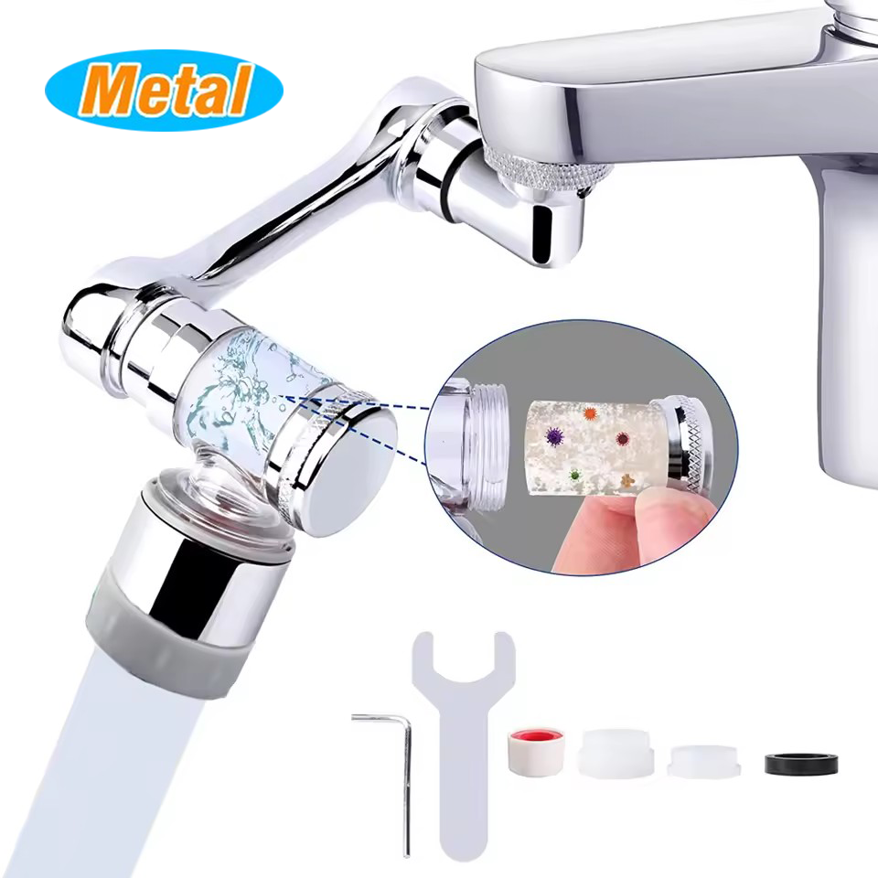 Basin Mixer Tap - 金属製ユニバーサル蛇口エクステンダー フィルター付き 1080 ° 回転タップエアレーター 2
