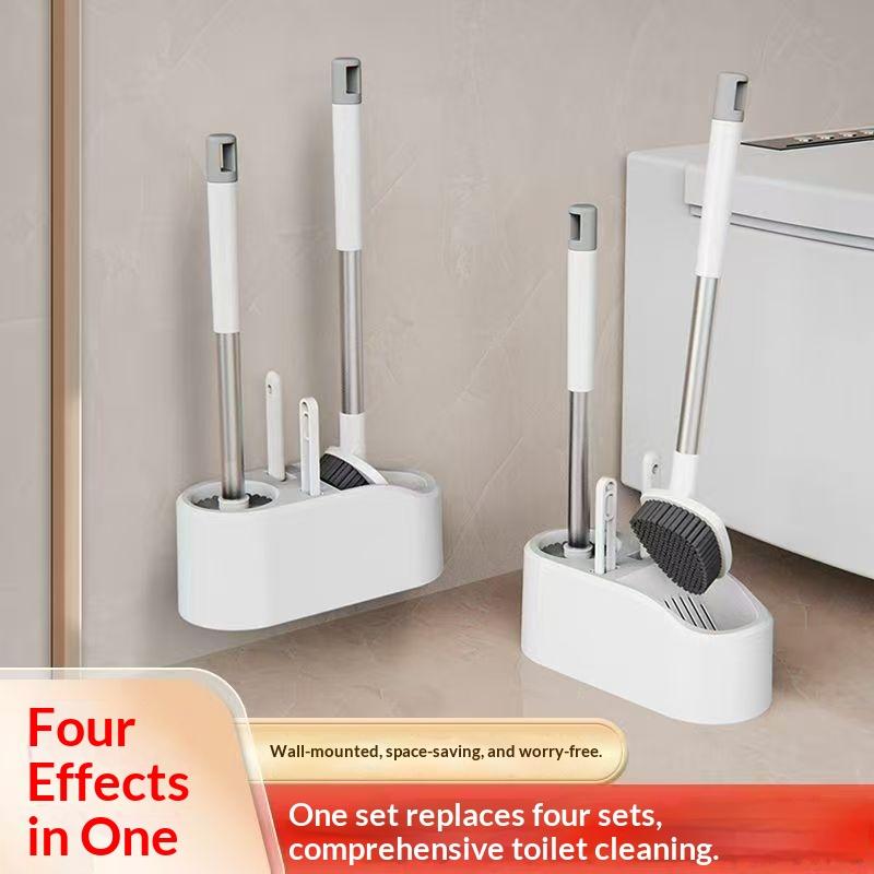 Plunger Toilet - 1個/セット 4-in-1 多機能トイレブラシセット 浴室掃除用 360 °