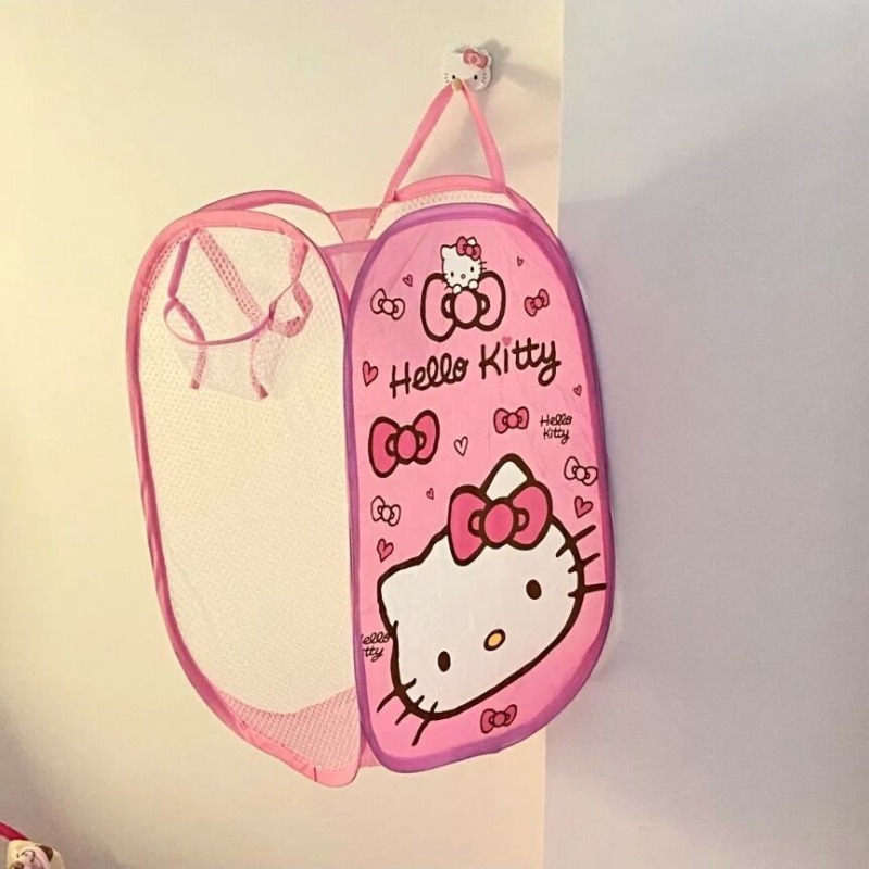 かわいい漫画柄の折りたたみ式洗濯かご。ストライプ柄で、お部屋 - Home Edit Bathroom Storage のレビューと価格
