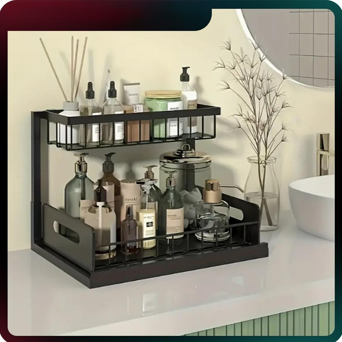 頑丈なプルアウト式キャビネットオーガナイザー、シンク下収納ラ - Home Bathroom Organizer のレビューと価格
