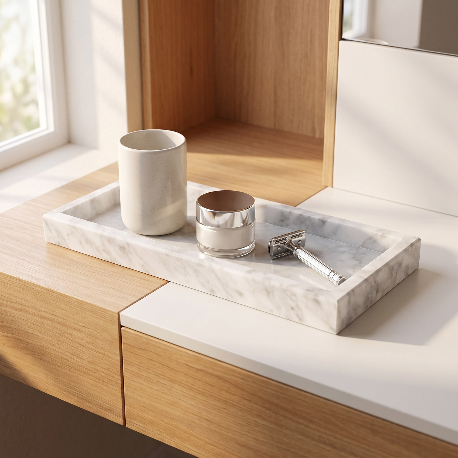 12x5の長方形の大理石トレイ。洗面台やバスルーム、キッチン - Home Bathroom Organizer のレビューと価格